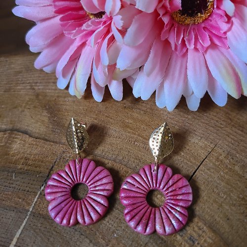 Boucles d'oreille pétales de grenade