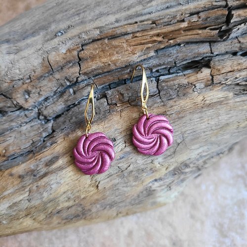 Boucles d' oreille " tourbillon de framboise"