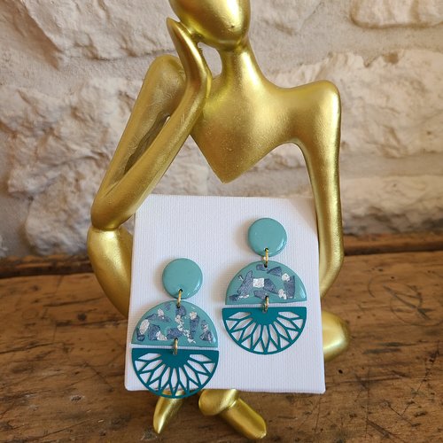 Boucles d'oreille bleu art déco