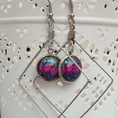 Boucles d'oreilles cabochons losange
