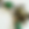 Bijou de sac/porte clés "montre lezard" bronze et vert sapin, lézard bronze, cabochon oeil de chat et pompon  vert