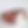 Bracelet cuir rouge double rangs avec avec fermoir boucle motif fleur plaqué argent 