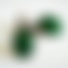 Boucles d'oreilles rétro cabochon en pierre de jade verte , attaches dormeuses en laiton couleur bronze
