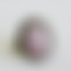 Bague cabochon ovale en pierre cristal de roche quartz rose pale  sur monture rétro en laiton bronze 