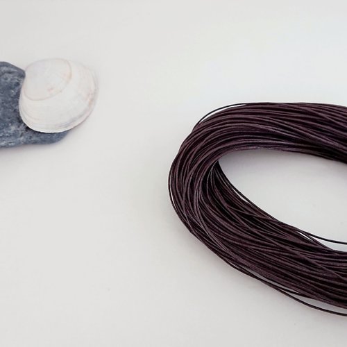 Fils coton ciré marron foncé 1 mm