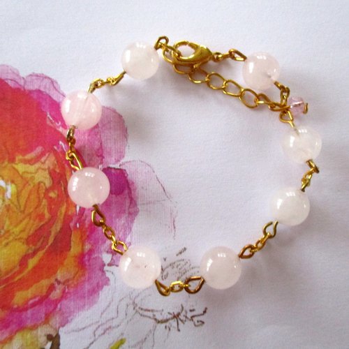 Bracelet de perles en quartz rose pâle