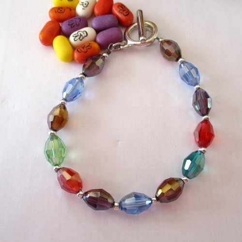Bracelet en perles ovales multicolores