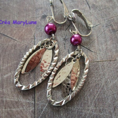 Vendu ugm boucles d'oreilles clips pour oreilles non percées mauve et argent - 1866512