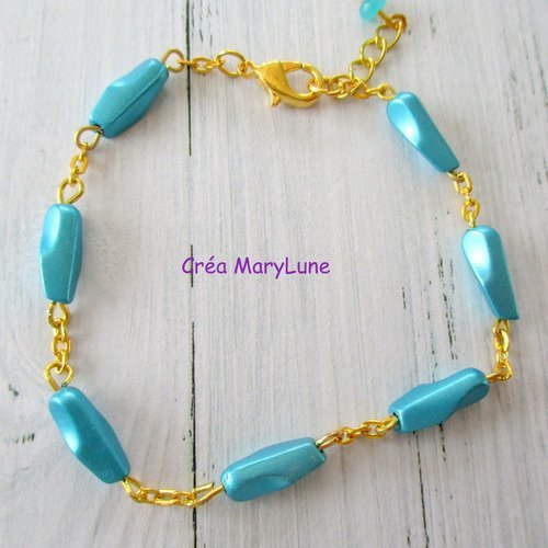 Bracelet en perles en plastique fuseau bleu - 18 cm - 2157706