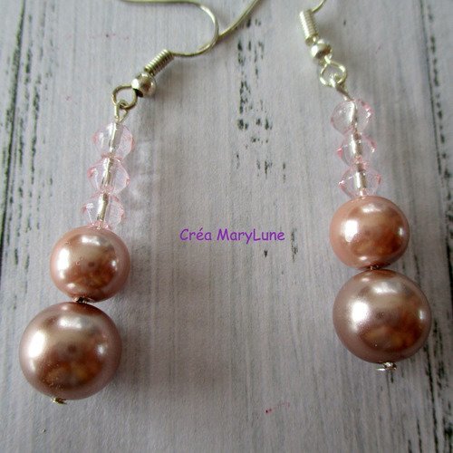 Boucles d'oreilles à crochets en acier chirurgical rose poudrée - 2177595