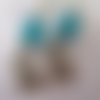 Boucles d'oreilles à crochets en acier chirurgical landau bleu/vert a dessins blanc - 2256745