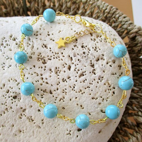 Bracelet de perles en turquoise synthétique