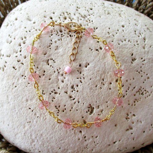 Bracelet en perles roses - 18 cm - 3115708