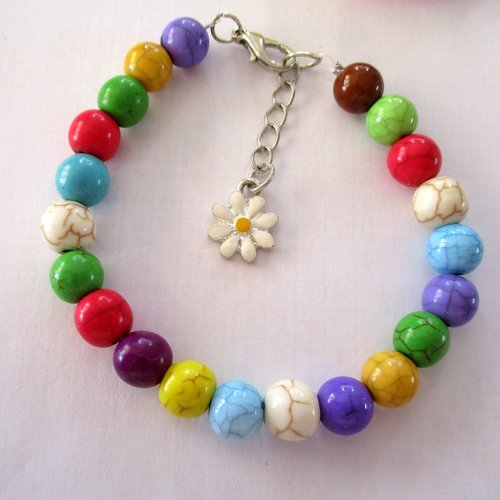 Bracelet en perles howlite multicolore