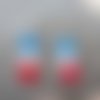 Boucles d'oreilles. bleu, blanc et rouge,  - crochets en acier inoxydable