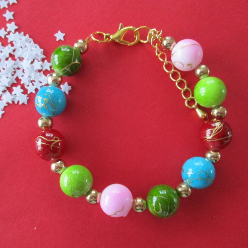 Bracelet en perles plastique multicolore