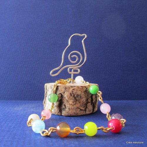 Bracelet en petites perles gemme en mélange de couleurs