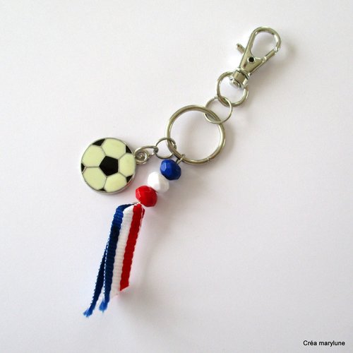 Porte clés, grigri ou bijou de sac pour les supporter de foot bleu blanc rouge, allez les bleus !