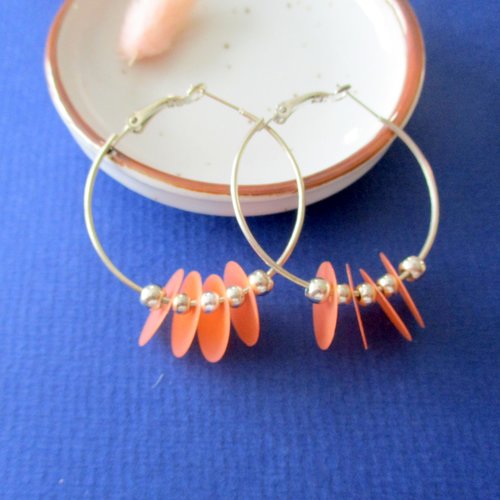 Créole boucles d'oreilles corail et argent