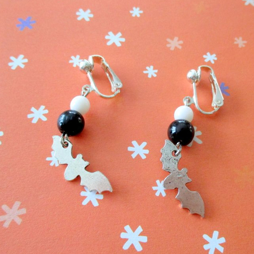 Clips boucles d'oreilles chauve souris pour halloween