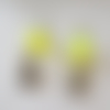 Boucles d'oreilles ananas jaune et chapeau