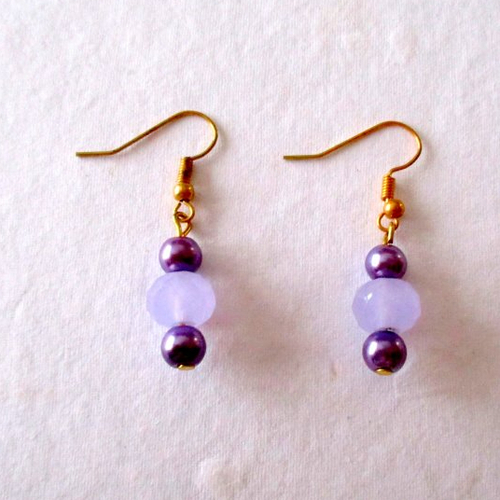 Boucles d'oreilles perles en verre violettes et mauves