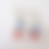Boucles d'oreilles tricolore perles bleu, blanche et rouge transparente