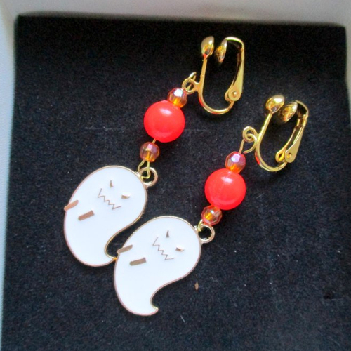 Clips boucles d'oreilles petit fantôme grincheux pour halloween