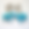 Clips boucles d'oreilles petit cheval turquoise et perle argentée