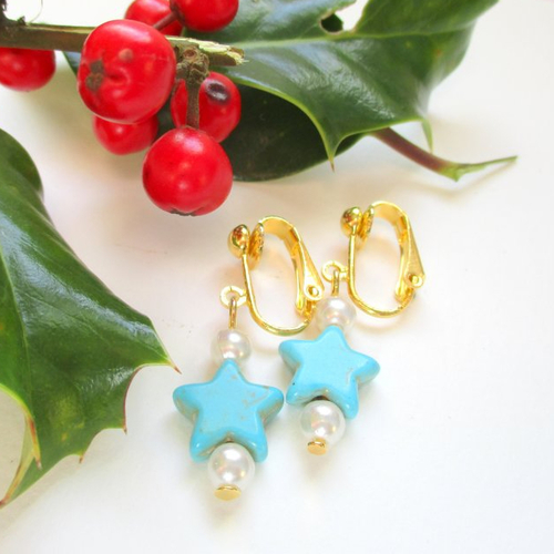 Clips boucles d'oreilles petite étoile de noël