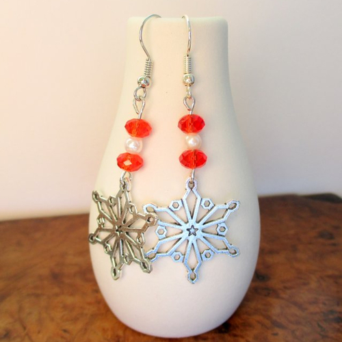 Boucles d'oreilles étoiles flocon de neige pour noël