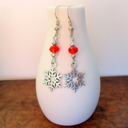 Boucles d'oreilles étoiles petit flocon de neige pour noël