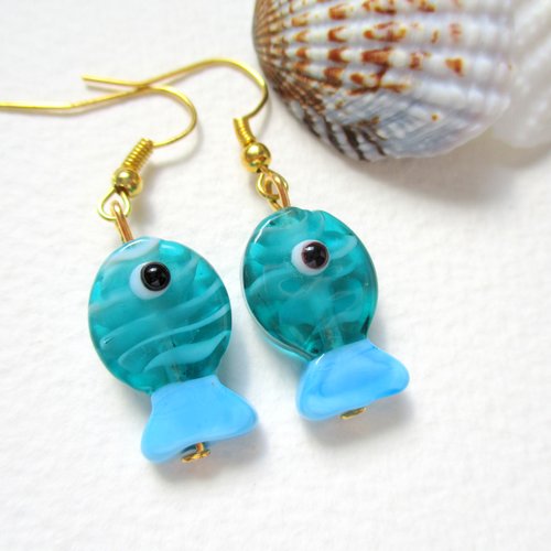 Boucles d'oreille pour oreilles percées petit poisson tête en l'air - personnalisable clips