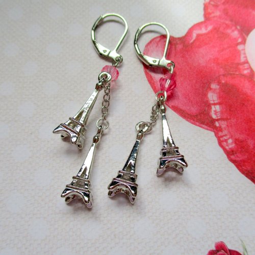 Boucles d'oreilles pendante tour eiffel