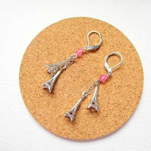 Boucles d'oreilles pendante tour eiffel