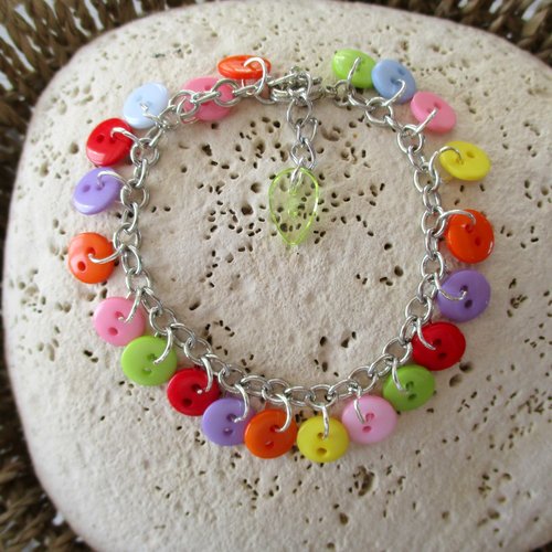 Bracelet petits boutons multicolores - 17 cm - 3127720
