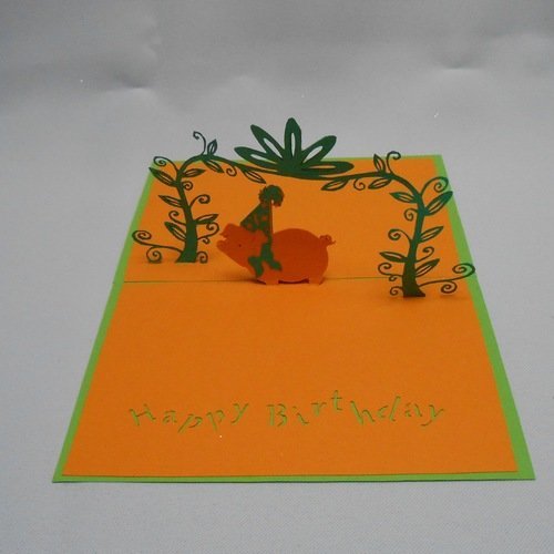 Carte Kirigami Fete Joyeux Anniversaire Le Cochon Un Grand Marche