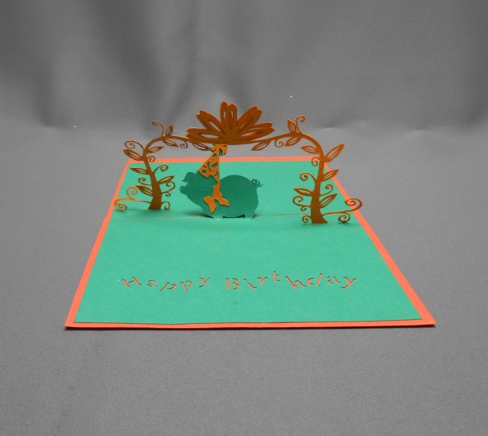 Carte Kirigami Fete Joyeux Anniversaire Le Cochon Un Grand Marche