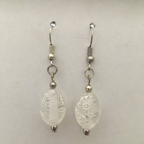 Boucle d'oreille type 1 perles transparante 