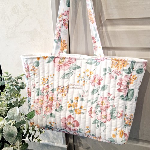 Grand sac cabas fleuri