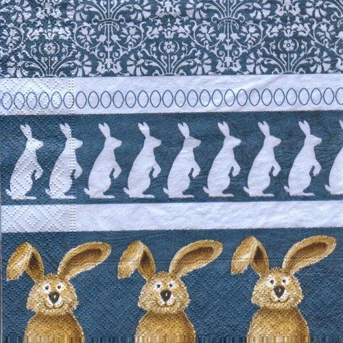 Lot 20 serviettes paper design lapins fond bleu 