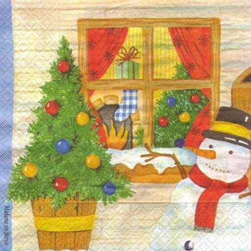 Noel - lot 20 serviettes - décors de noel avec bonhomme de neige