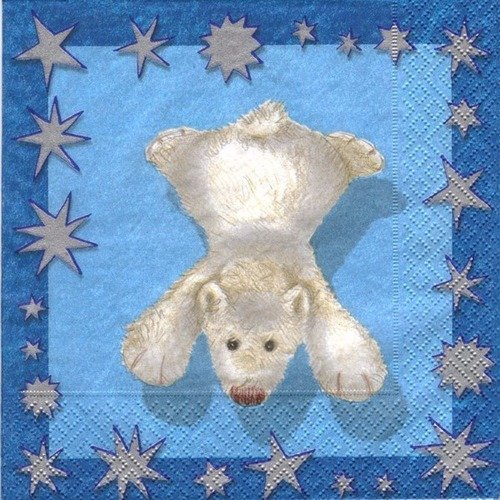 Noel - lot 20 serviettes - ours blanc sur fond bleu
