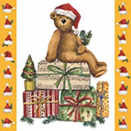 Noel - lot 20 serviettes - cadeaux et ours de noel