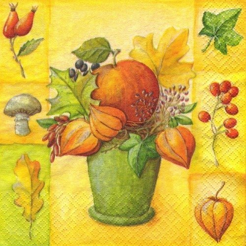 Automne - lot 20 serviettes - bouquet d'automne