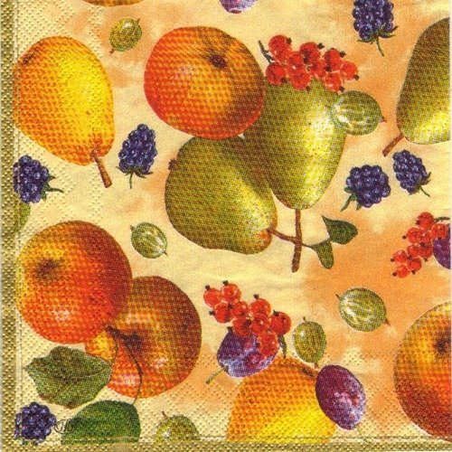 Automne - lot 20 serviettes - pommes, poires, fruits des bois 