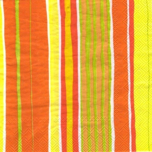 Lot 20 serviettes - lignées couleurs jaune, orange, rose, vert
