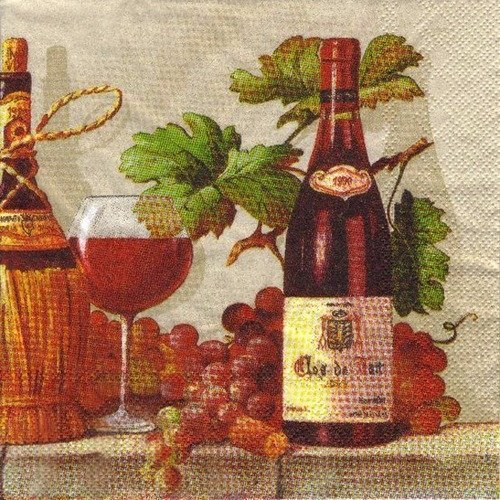Lot 20 serviettes - vin - raisin - la bonne table