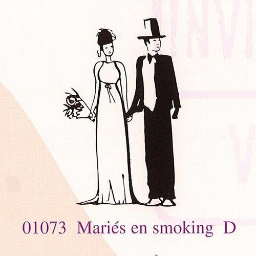 Tampon en bois - mariés en smoking - marque aladine 