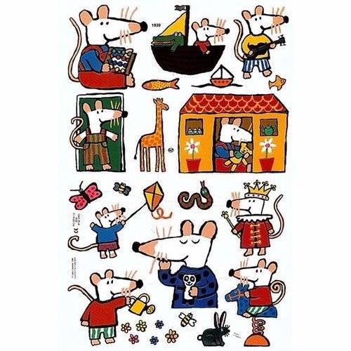 10 feuilles chromos - maisy mouse - diverses situations 